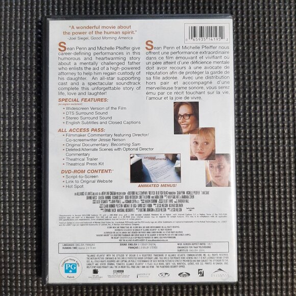 I Am Sam (DVD 2002) Sean Penn, Michelle Pfeiffer, Bilingual - Picture 3 of 3